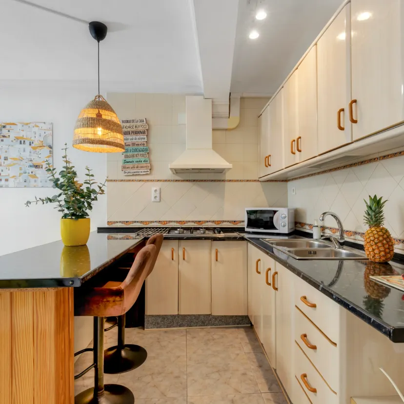 De keuken van Apartamento Níspero